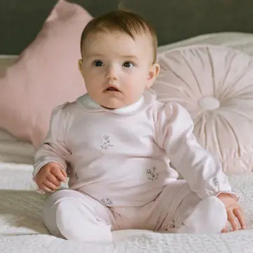 Karen Baby Girls Pink Floral Embroidery Babygrow
