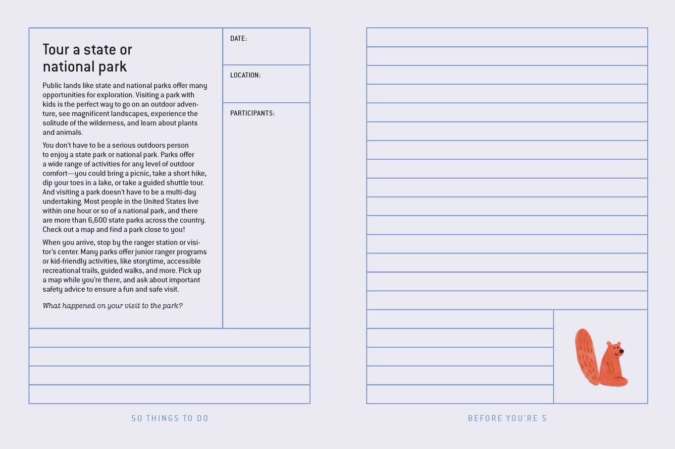 50 Things To Do Before You're 5 Journal Book