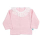 Pink Knit Sweater and Pants Set with White Ruffle Collar