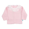 Pink Knit Sweater and Pants Set with White Ruffle Collar