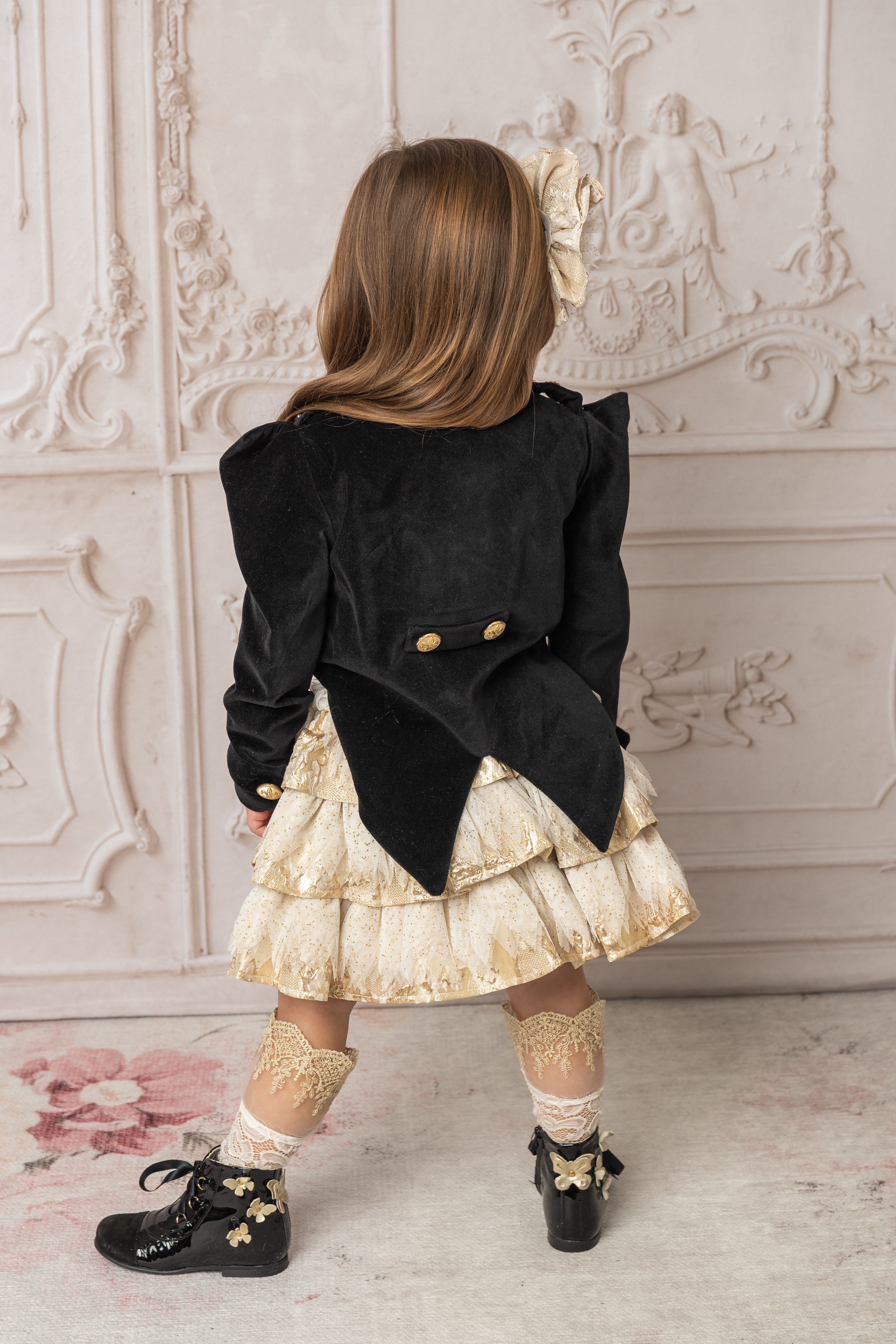 Charlie Black Velour Girls' Jacket