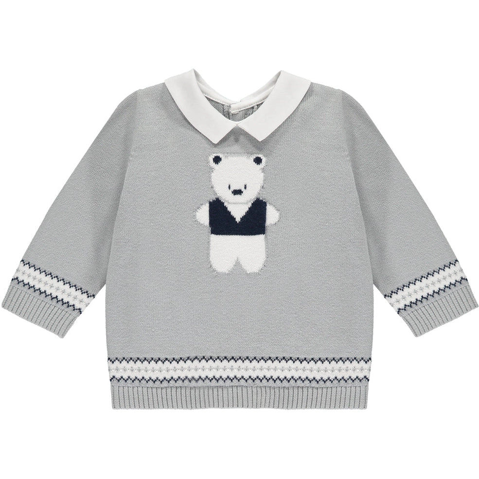 Aiden Grey Knit Teddy Bear Trouser And Hat Set