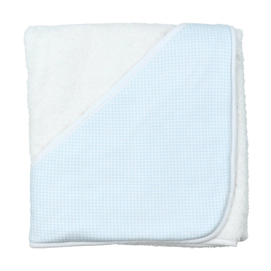 Hooded Light Blue and White Vichy Fabric Turkish Cotton Baby Towel