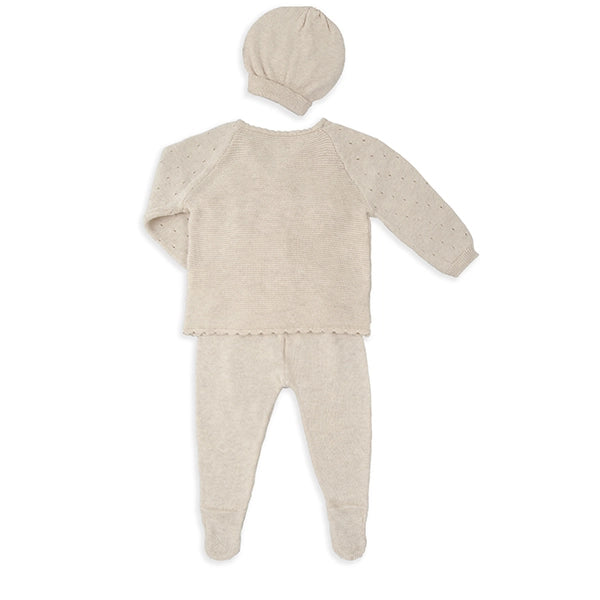 Beige Knit Three Piece Baby Set