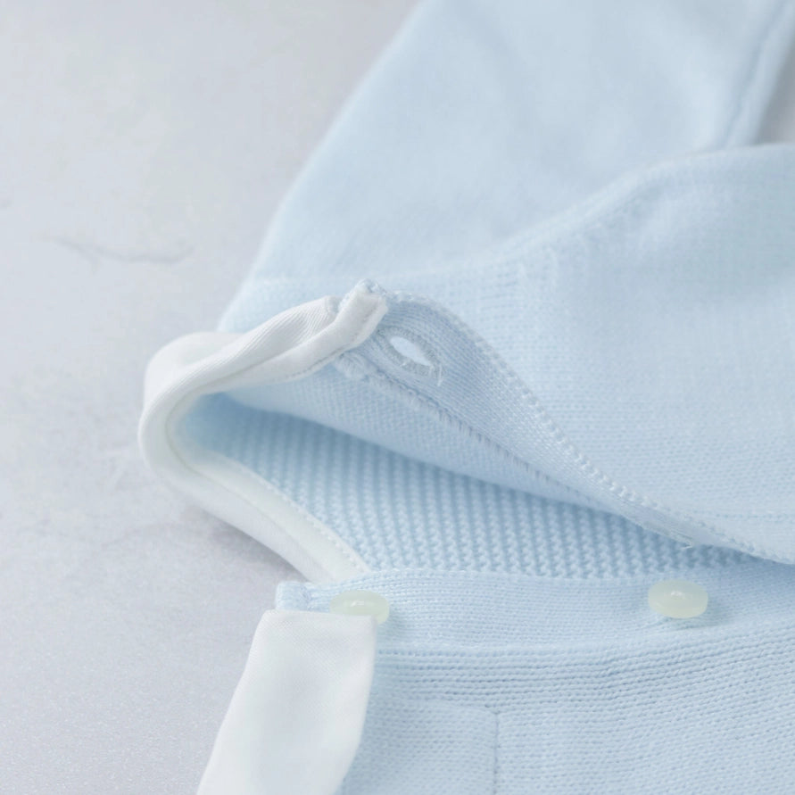 Kaleb Boys Blue Knitted All in One & Hat Set