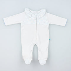 Blue Polka Dot Babygrow Made of Brushed Cotton