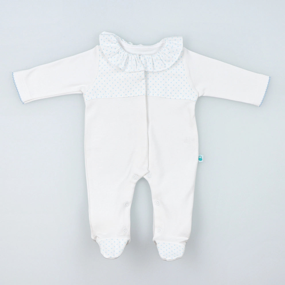 Blue Polka Dot Babygrow Made of Brushed Cotton