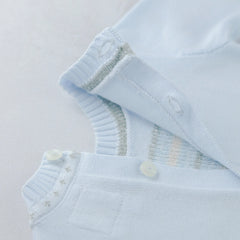 Kristian Boys Blue Teddy Knit All in One & Hat Set