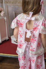 Amelia Pink Flower Print Short Sleeve Top - Petite Maison Kids