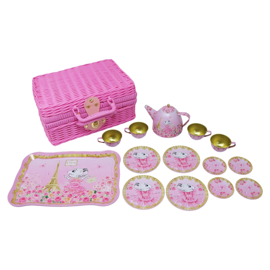 Claris the Chicest Mouse in Paris Picnic Basket Tea Set