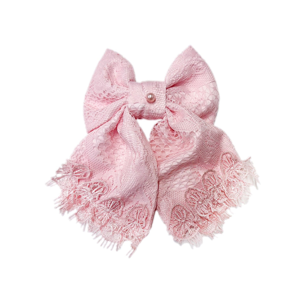 Molly Pink Lace Hair Bow