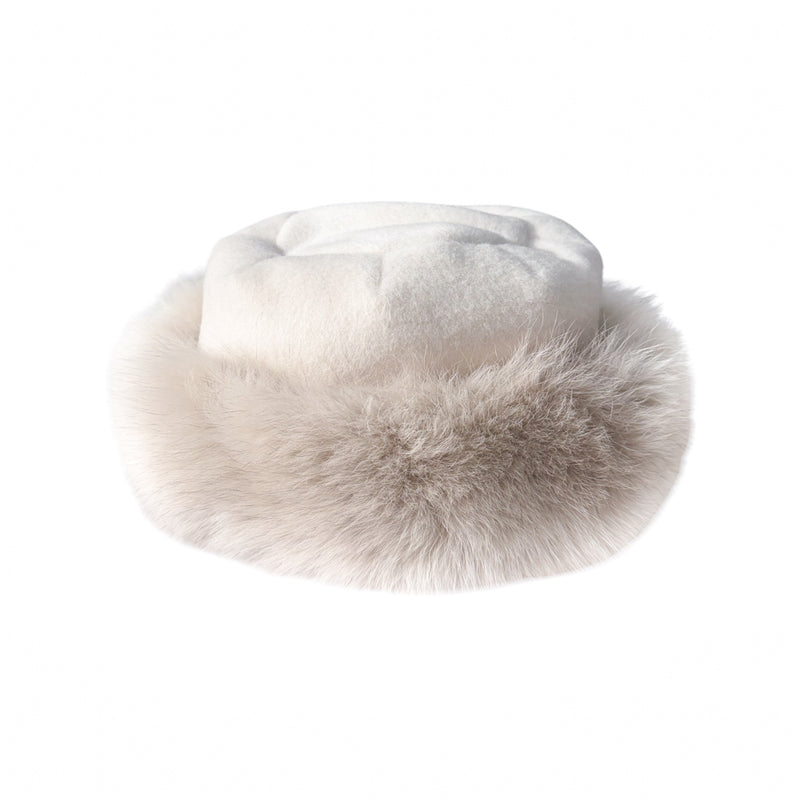 Greta Beige Wool Fox Fur Girls' Hat for Girls