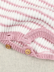 Pink and White Striped Knit Cotton Onesie