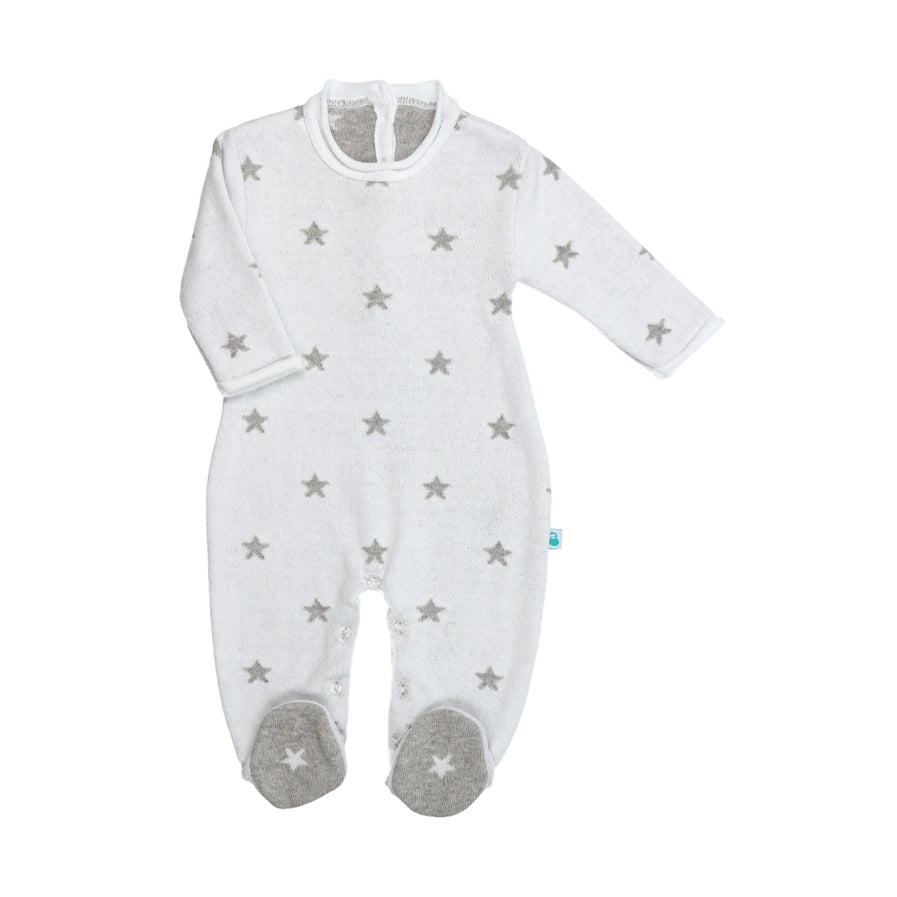 White Baby Jumpsuit with Stars in Cotton