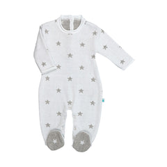 White Baby Jumpsuit with Stars in Cotton