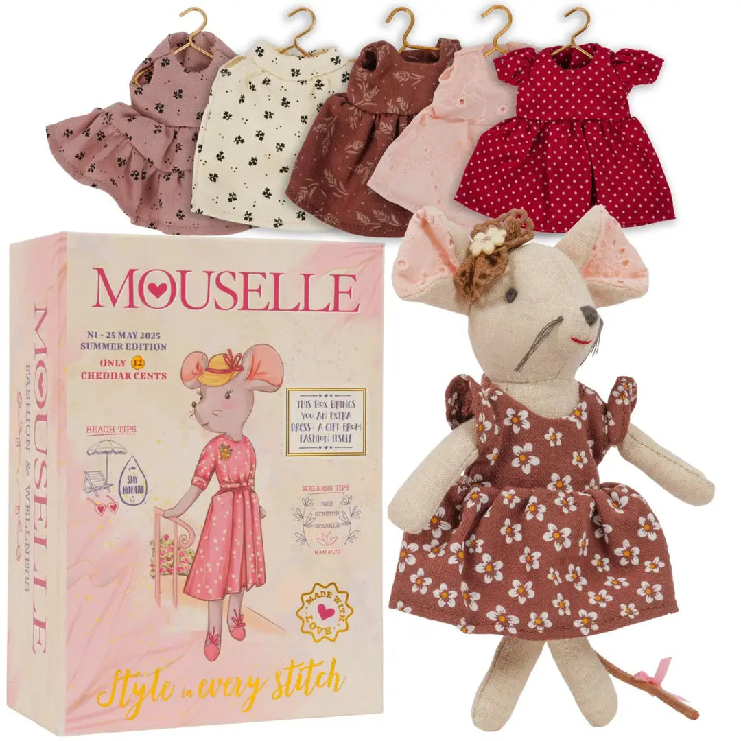 Mouselle, Plush Mouse Doll with Wardrobe and Outfits