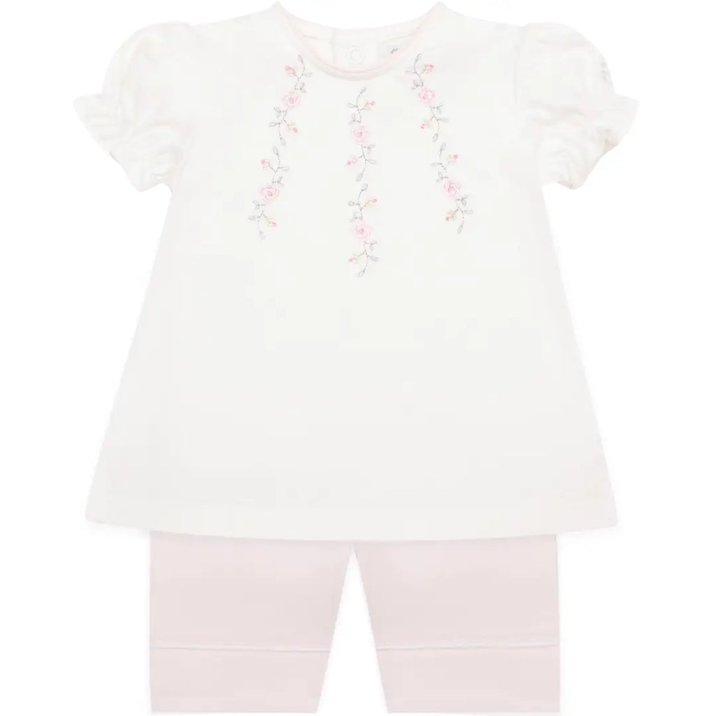 Jewell Pink and White Girls Top and Shorts Summer Set