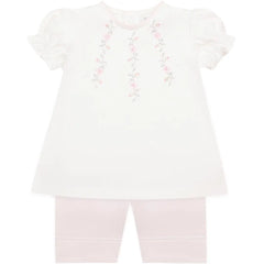 Jewell Pink and White Girls Top and Shorts Summer Set