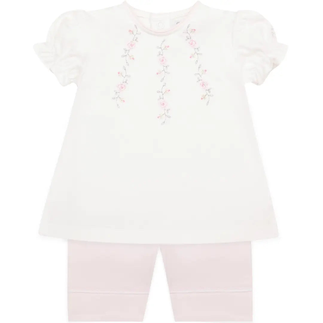 Jewell Pink and White Girls Top and Shorts Summer Set