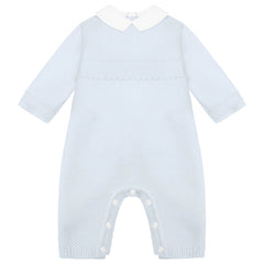 Kaleb Boys Blue Knitted All in One & Hat Set