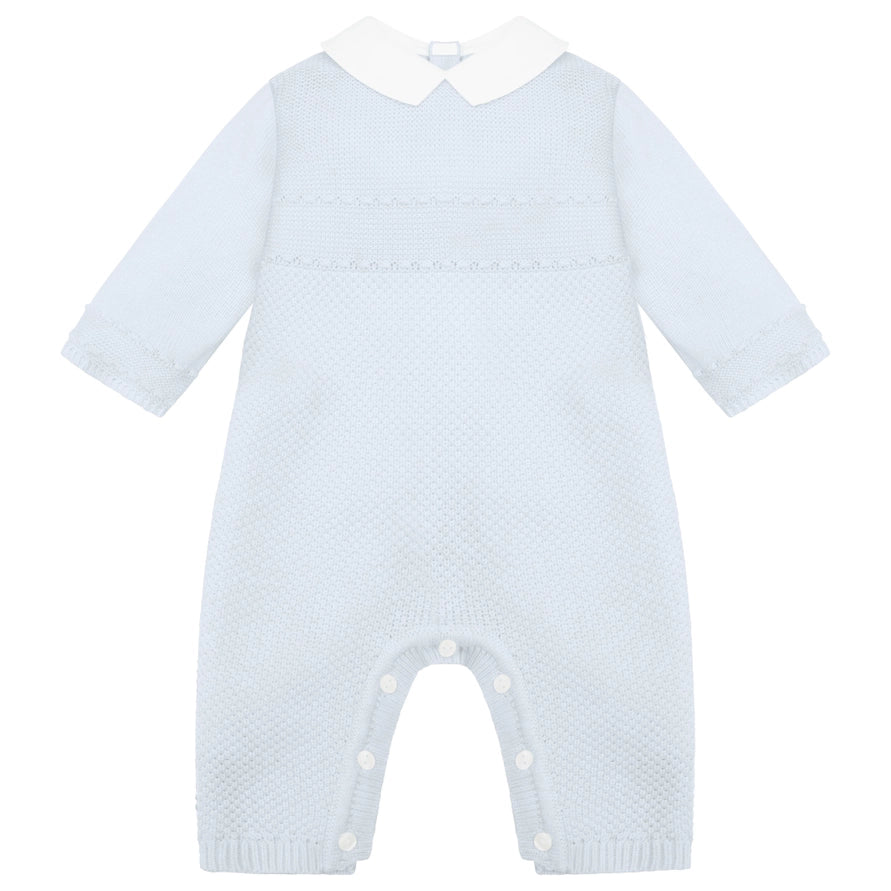 Kaleb Boys Blue Knitted All in One & Hat Set
