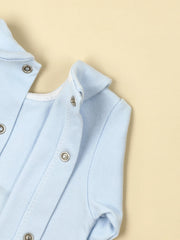 Brushed Baby Blue Cotton Babygrow