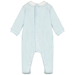 Malcolm Blue Cotton Knit Babygrow and Hat Set