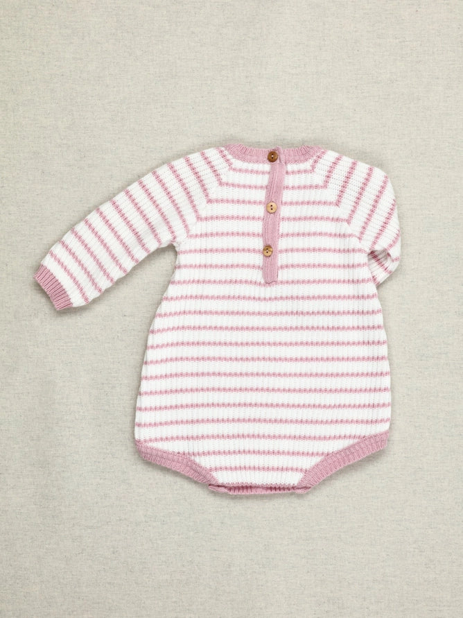 Pink and White Striped Knit Cotton Onesie