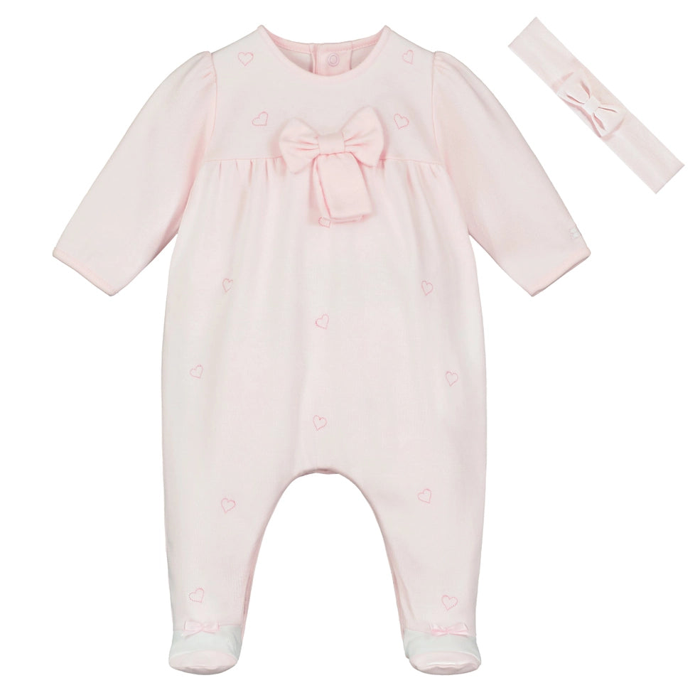 Flavia Girls Heart Babygrow And Headband Set