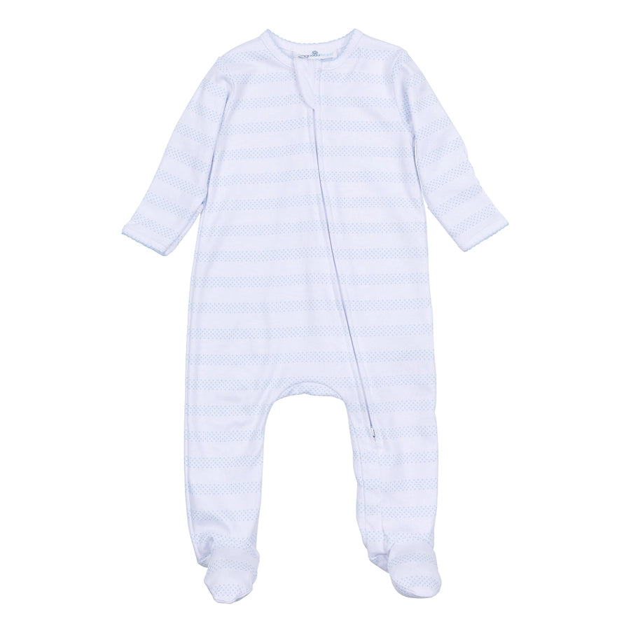 Baby of Mine Zip Footie — Light Blue Pima Cotton