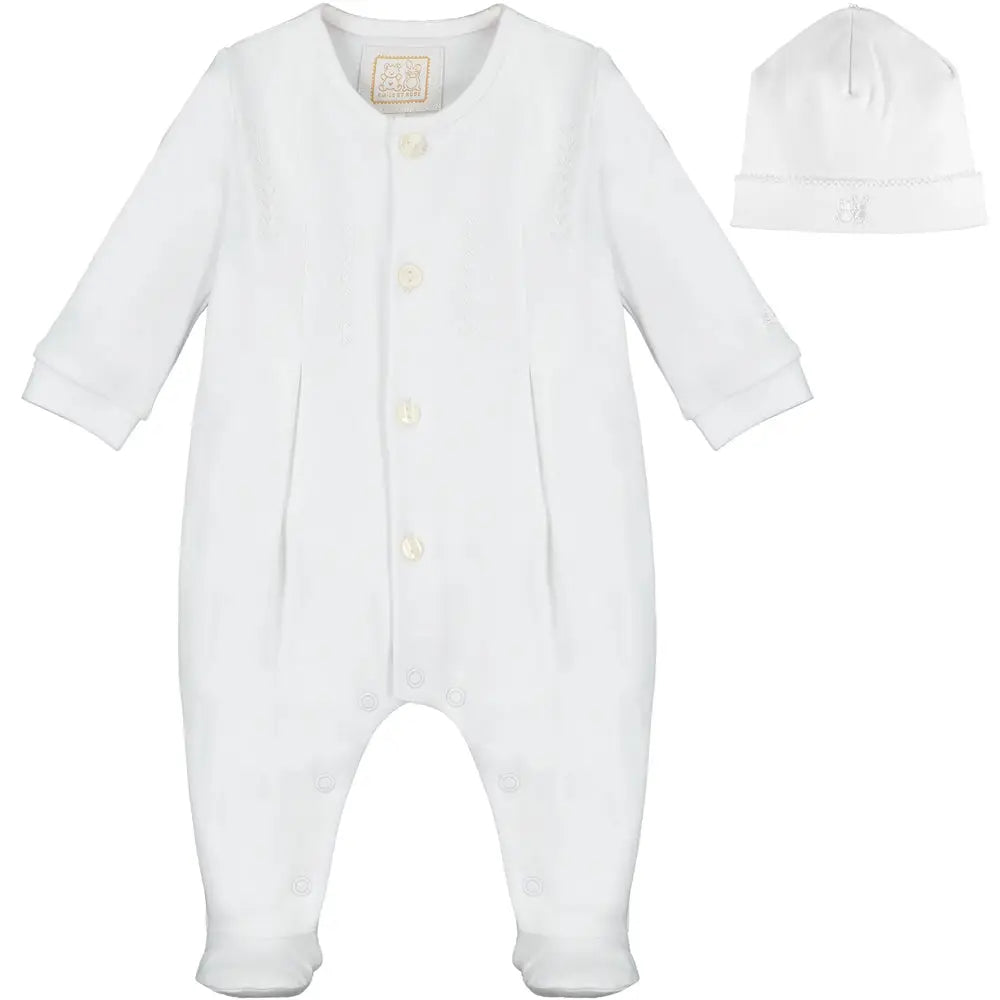 Ashton Unisex White Babygrow and Hat Set