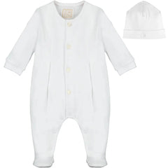Ashton Unisex White Babygrow and Hat Set