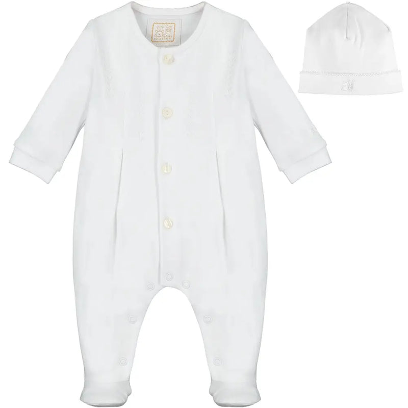 Ashton Unisex White Babygrow and Hat Set