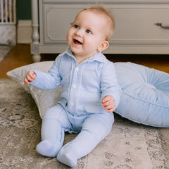 Edison Blue Check Boys Babygrow