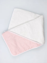 Hooded Pink with White Polka Dots Turkish Cotton Baby Towel