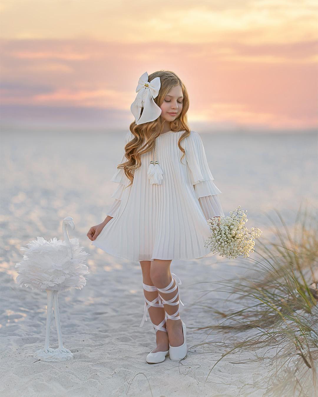 Sienna White Pleated Dress