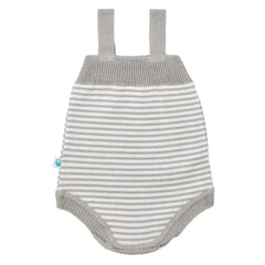 Striped Grey and White Cotton Knit Romper