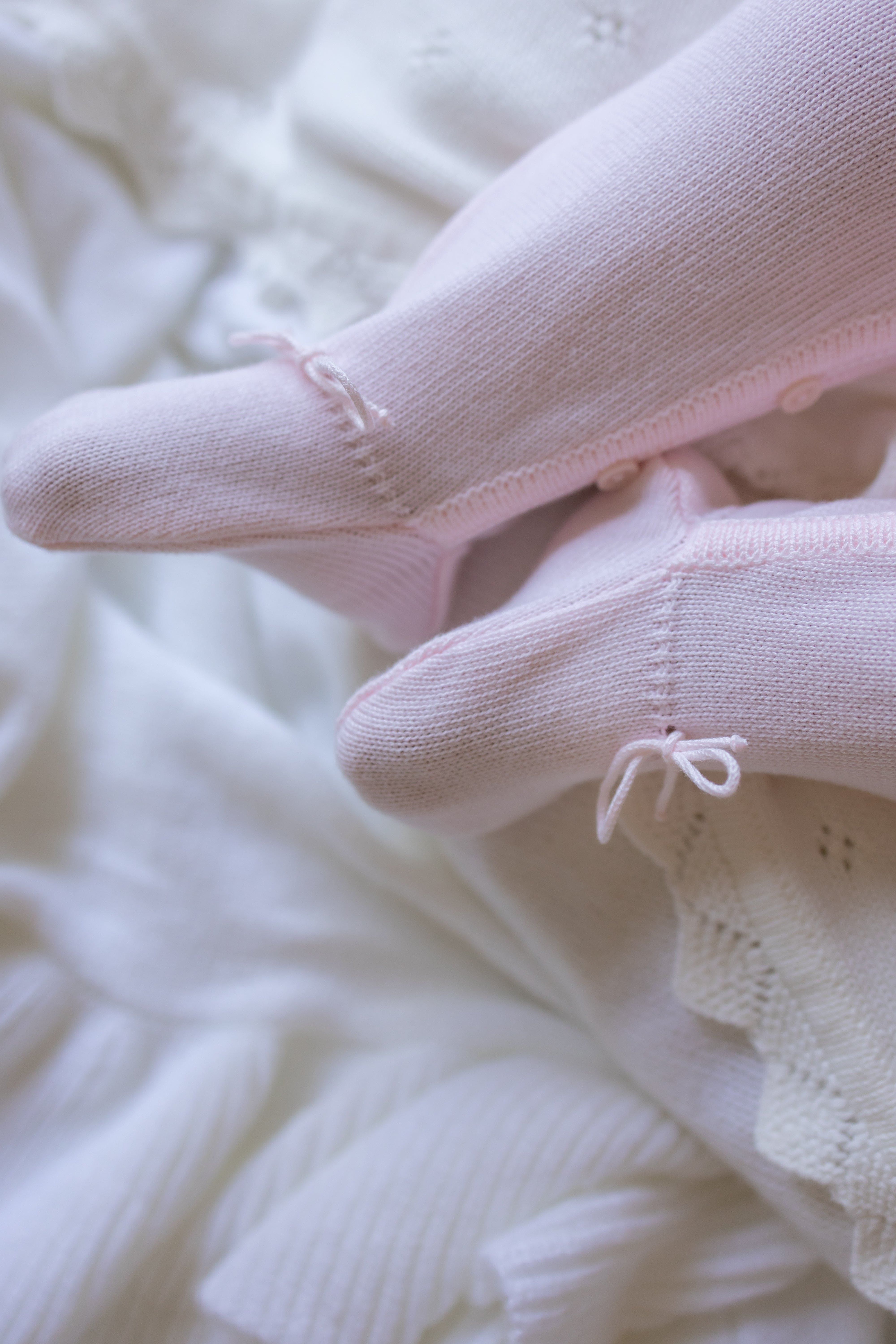 Pink Spanish Lace Knit Babygrow