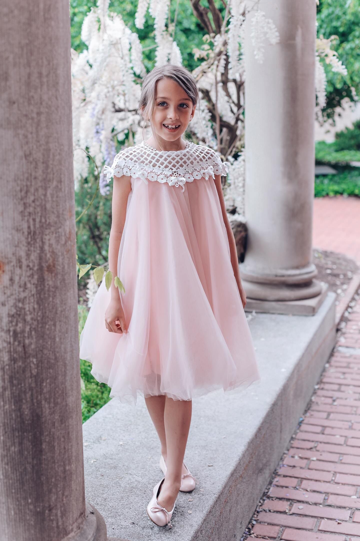 Rosa Pink Tulle Flower Dress