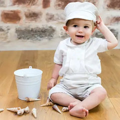 Sawyer Baby Boys White and Beige Outfit Set