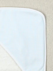 Hooded Light Blue and White Vichy Fabric Turkish Cotton Baby Towel