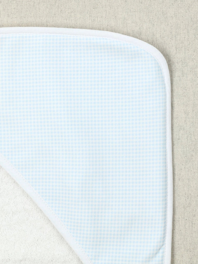 Hooded Light Blue and White Vichy Fabric Turkish Cotton Baby Towel