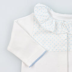 Blue Polka Dot Babygrow Made of Brushed Cotton