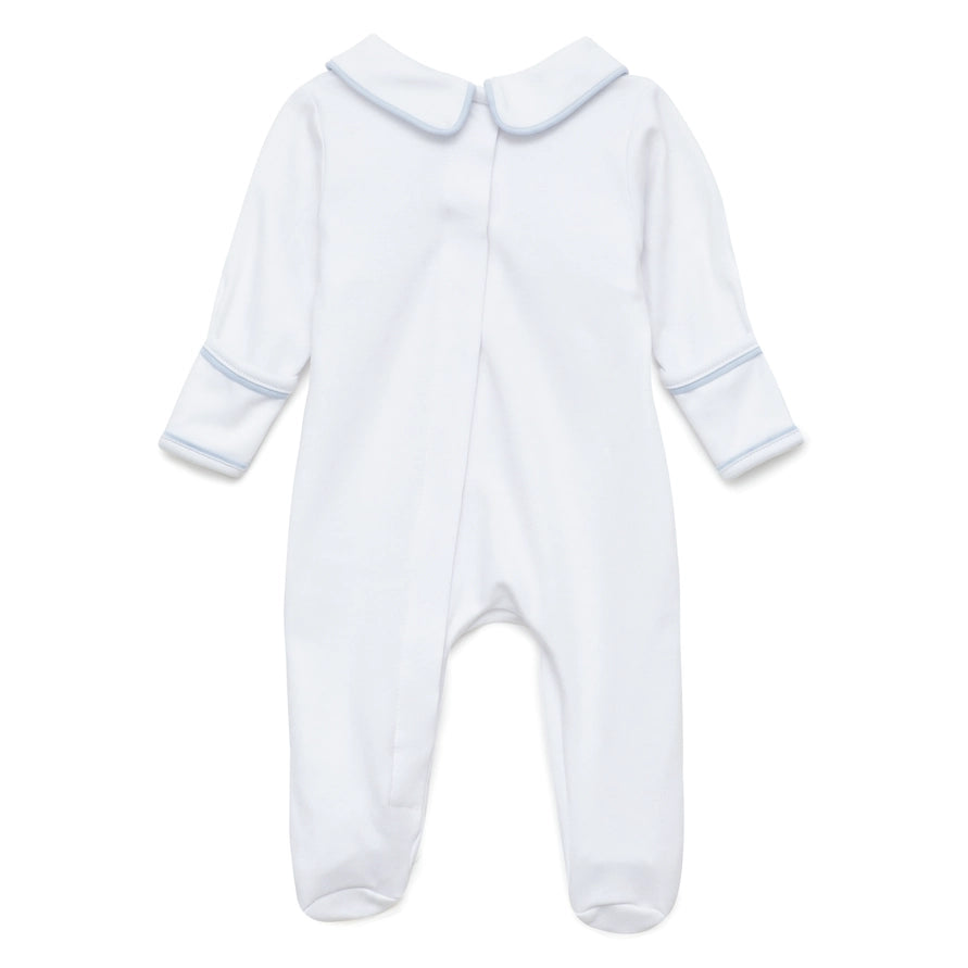 Charlie Hand-Smocked Pima Cotton Baby Footie