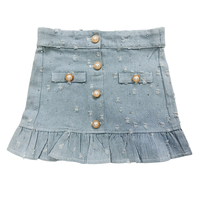 Sparkle Blue Denim Jean Skirt