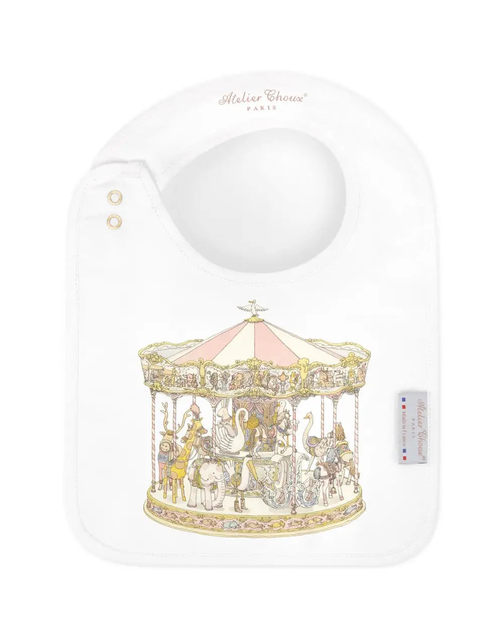 Atelier Choux Pink Carousel Carré And  Bib Gift Set