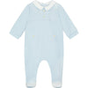 Blue Cotton Embroidered Babygrow