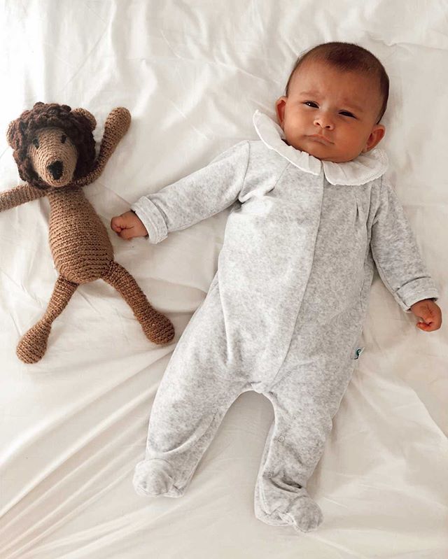 Velour Grey Babygrow