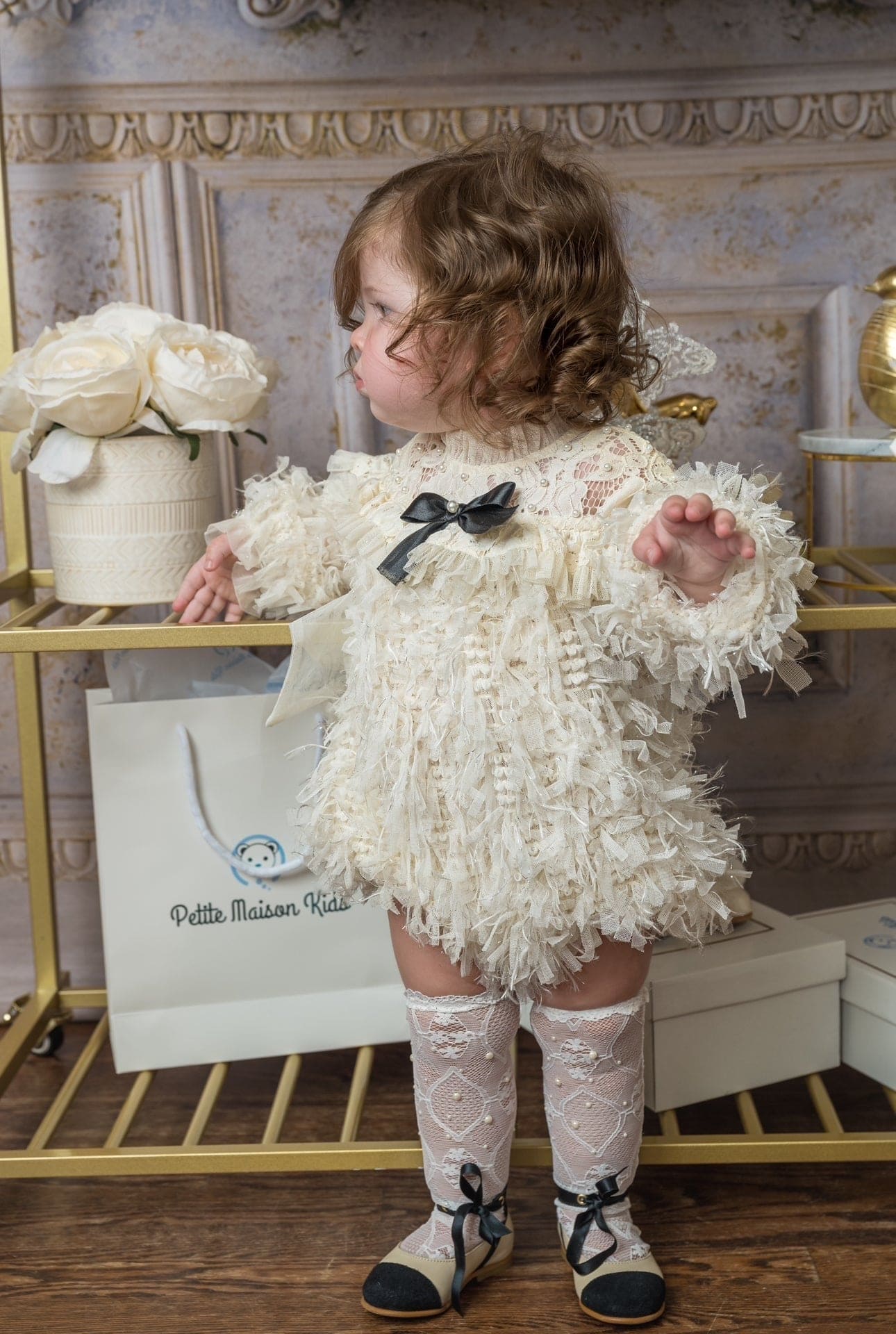 Ava Ivory Pearl Lace Socks