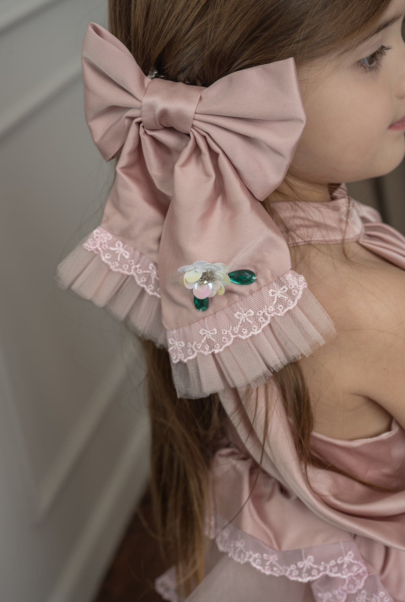 Pink Satin Ballerina Hair Bow